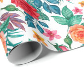 Rode en Oranje Rozen Bruiloft Verpakking Papier (Rol Hoek)