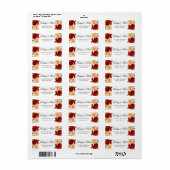 Rode en Oranje Rozen Trouwadres Etiket (Full Sheet)
