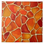 Rode en Oranje Waterverf cellen abstract Tegeltje (Voorkant)