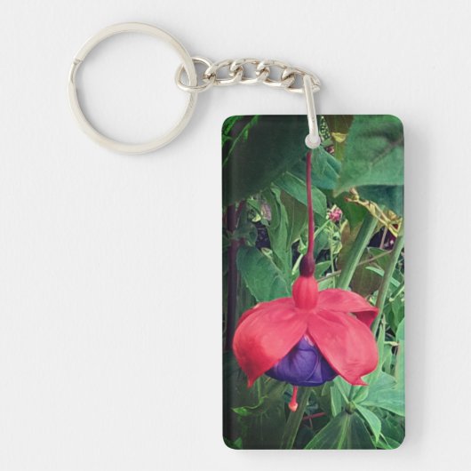 Rode en paarse bloem sleutelhanger (Voorkant)