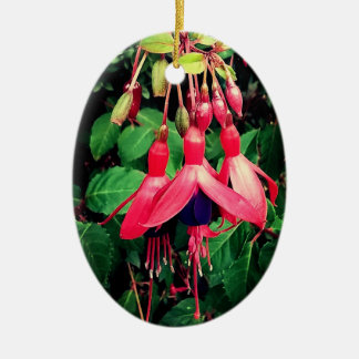 Rode en paarse bloemen keramisch ornament