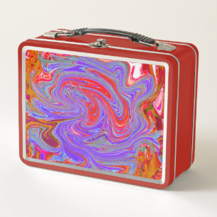 Rode en Paarse Groovy Abstracte Retro Kunst