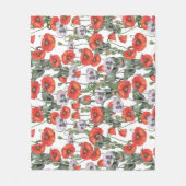 Rode en Paarse Klaprozen Patroon Fleece Deken (Voorkant)