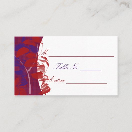 Rode en Paarse Leaf Design Place Card Plaatskaartje (Voorkant)