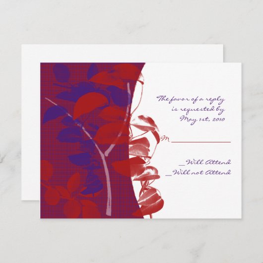 Rode en Paarse Leaf Design Response Kaart (Voorkant / Achterkant)