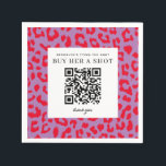 Rode en paarse meisjesachtige luipaardprint vrijge servet<br><div class="desc">Flirterige en leuke rode en paarse luipaardprint versiert deze cocktail servetten voor het vrijgezellenfeest. Neem deze servetten mee met de groep op de vrijgezellenfeest avond en kijk hoeveel onbekenden geld sturen naar de bruid door deze QR-code te scannen voor een minder enge manier om drankjes te krijgen voor de bruid...</div>