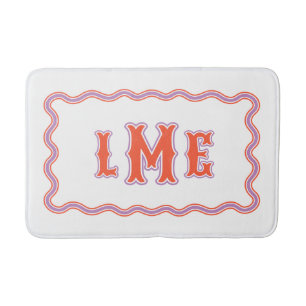 Rode en paarse op maat gemaakte gegolfde monogram badmat
