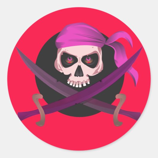 Rode en Paarse Pirate Skull Stickers (Voorkant)