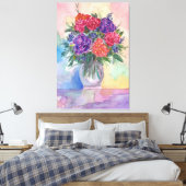 Rode en paarse rozen in een vaas canvas afdruk (Insitu (Slaapkamer))
