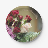 Rode en Paarse Rozen Papieren Bordje (Voorkant)