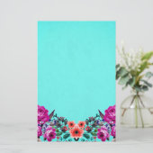 Rode en paarse rozen turkooizen briefpapier (Staand voorkant)