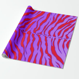 Rode en Paarse tijgerstrepen Dierenprint Cadeaupapier