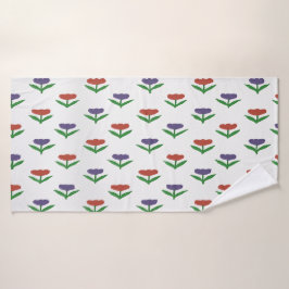 Rode en paarse tulp badhanddoek