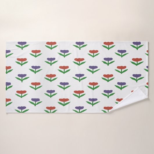 Rode en paarse tulp badhanddoek (Badhanddoek)