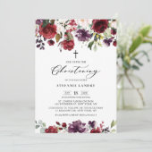 Rode en Paarse Waterverf bloemen Christening Kaart (Staand voorkant)