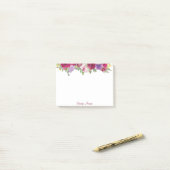 Rode en paarse waterverf bloemen gepersonaliseerd post-it® notes (Op bureau)