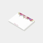 Rode en paarse waterverf bloemen gepersonaliseerd post-it® notes (Schuin)