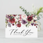 Rode en Paarse Waterverf Floral Garland Wedding Bedankkaart (Staand voorkant)