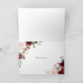 Rode en Paarse Waterverf Floral Garland Wedding Bedankkaart (Binnen)