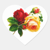  rode en perzik Rozen Hart Sticker (Voorkant)