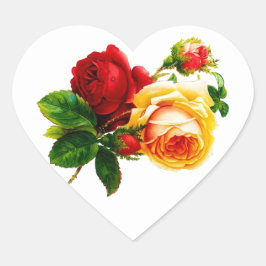 rode en perzik Rozen Hart Sticker