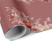 Rode en perzikblush bloem cadeaupapier (Rol Hoek)