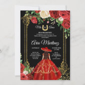 Rode en rode rozen - prinses Quinceanera Kaart (Voorkant)