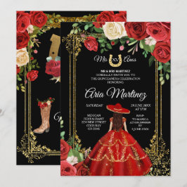 Rode en rode rozen - prinses Quinceanera Kaart