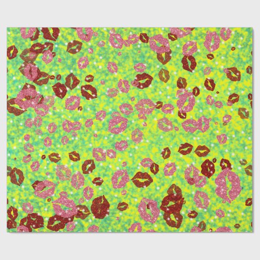 Rode en roos kussen in groen cadeaupapier (Vlak)