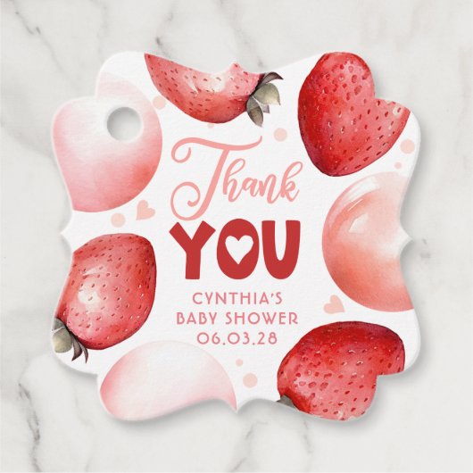 Rode en Roze Aardbei Dank u Bedankjes Labels (Voorkant)
