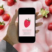 Rode en roze aardbeien Baby shower uitnodiging