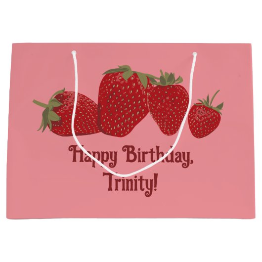 Rode en Roze Aardbeien Custom Groot Cadeauzakje (Voorkant)