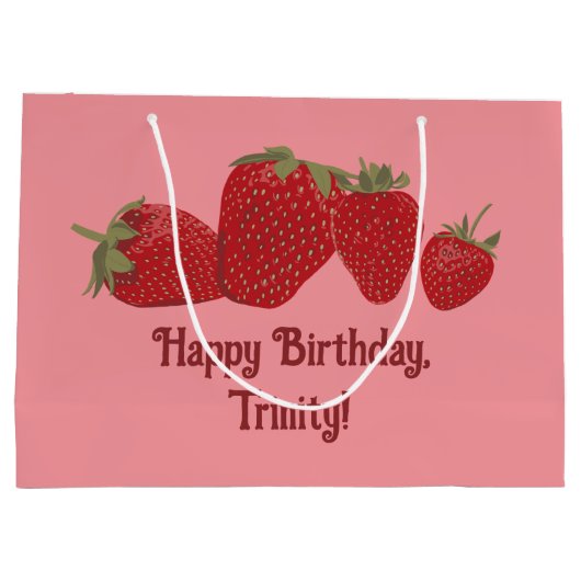 Rode en Roze Aardbeien Custom Groot Cadeauzakje (Achterkant)