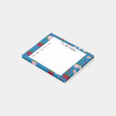 Rode en Roze Aardbeien op Blauwe Post-it Briefjes Post-it® Notes (Schuin)