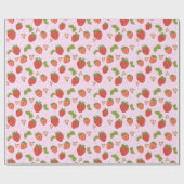 Rode en roze aardbeienpatroon cadeaupapier (Vlak)