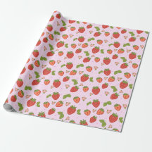 Rode en roze aardbeienpatroon cadeaupapier