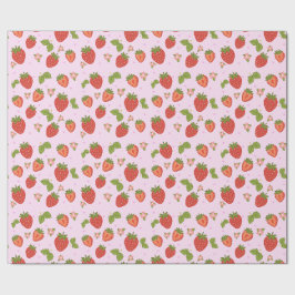 Rode en roze aardbeienpatroon cadeaupapier