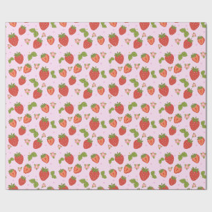 Rode en roze aardbeienpatroon cadeaupapier