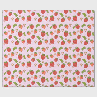 Rode en roze aardbeienpatroon cadeaupapier