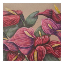 Rode en roze anthurium muur kunst