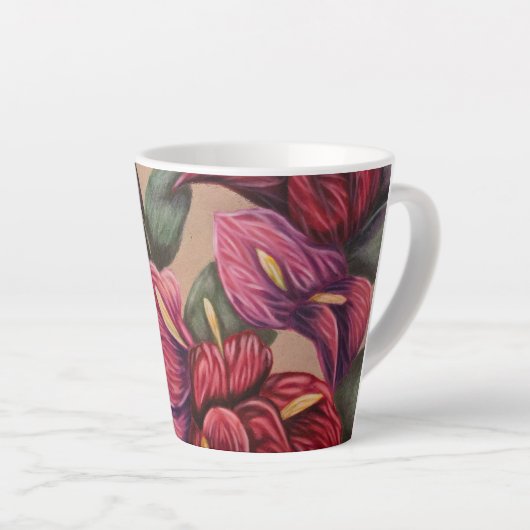 Rode en roze anthuriumbloem mok (Rechterhoek)