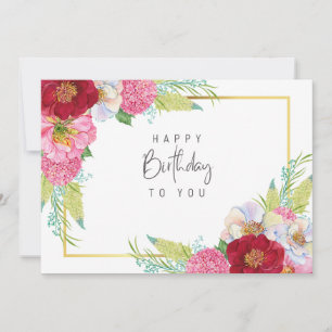 Rode en Roze Aquarel – Elegante Verjaardag Kaart