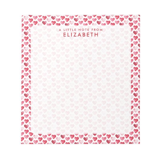Rode en Roze Aquarel Hart Notitieblok (Voorkant)
