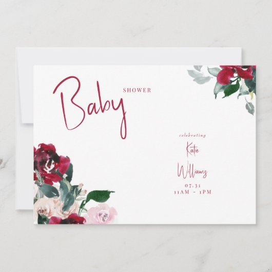 Rode en roze Baby shower Kaart (Voorkant)