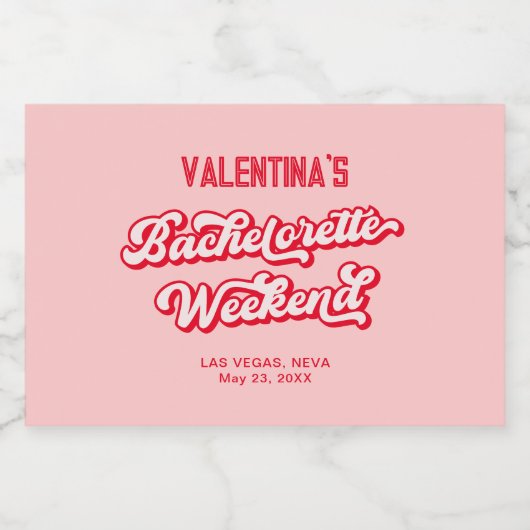 Rode en Roze Bachelorette Champagne Sparkling Wijnetiket (Enkel label)