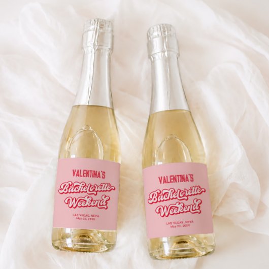 Rode en Roze Bachelorette Champagne Sparkling Wijnetiket