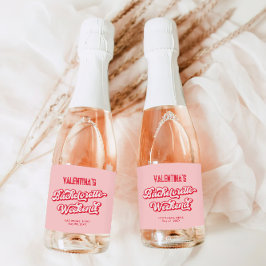 Rode en Roze Bachelorette Champange Sparkling Wijnetiket