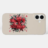 Rode en roze bloemen coquette boog Case-Mate iPhone case (Achterkant (horizontaal))