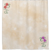 Rode en roze bloemen douchegordijn (Voorkant)