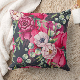 Rode en Roze Bloemen  Kussen